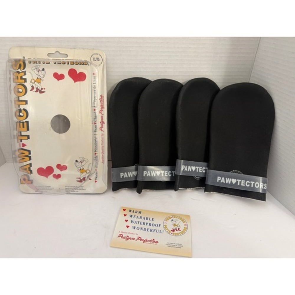 Pedigree Perfection Paw-Tectors Dog Boots Black Waterproof Size XL‎ Set of 4